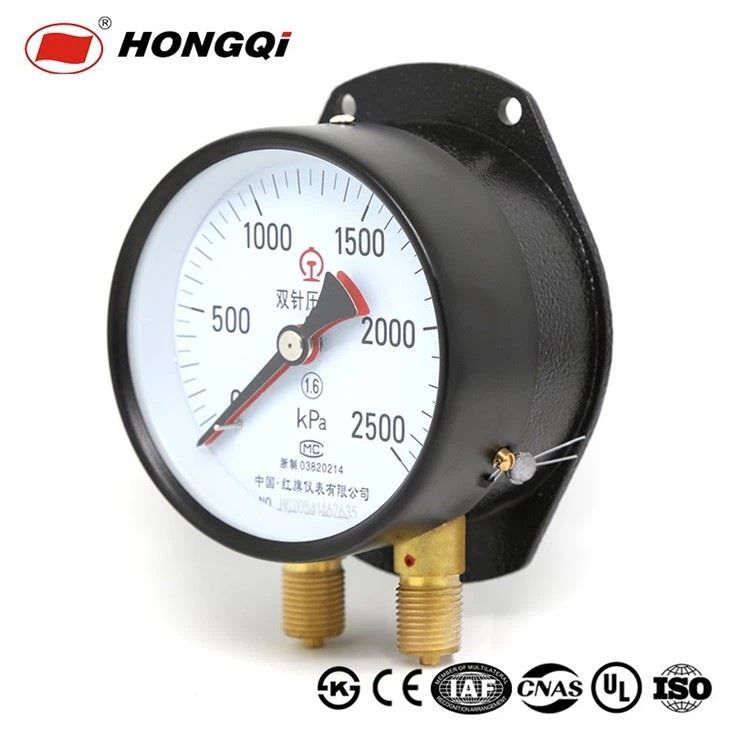 Double Pointer Double Tube Railway Pressure Gauge