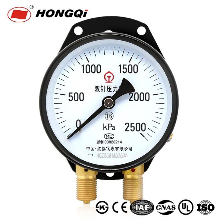 Medidor de pressão ferroviária de tubo duplo com ponteiro duplo